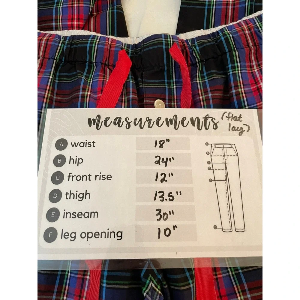 J.Crew L Red Black Green Plaid Cotton Pajama Pants Drawstring‎ Pockets Sleep